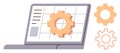 Laptop Screen With Gear Icons Representing System Settings and Workflow Optimization Royalty Free Stock Photo