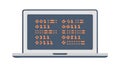 A Laptop Displaying Lines of Green Binary Code, vector design Generative AI Royalty Free Stock Photo