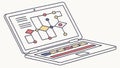 Laptop Displaying Network Connections and Social Media Flow, vector design Generative AI Royalty Free Stock Photo