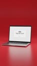 Laptop displaying 404 page not found error on red background Royalty Free Stock Photo