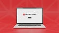 Laptop displaying page not found error on red background Royalty Free Stock Photo