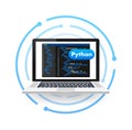Laptop displaying python code on screen, programming and software development concept Royalty Free Stock Photo