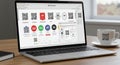 Laptop displaying a QR code generator interface on its screen, featuring various QR Royalty Free Stock Photo