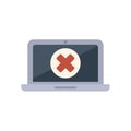 Laptop displaying red cross mark error message icon Royalty Free Stock Photo