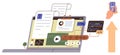 Digital Content Creation Process with Coding, Multimedia, and Data Management on Laptop Royalty Free Stock Photo