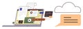 Content Creation and Cloud Storage with Multimedia and Coding Elements Royalty Free Stock Photo