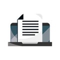 Laptop document information online education isolated icon shadow