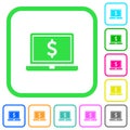 Laptop with Dollar sign vivid colored flat icons icons