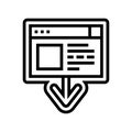 laptop down arrow download website line icon vector illustration