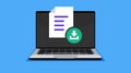 Laptop Download simbol document file web icon. data downloading concept. flat design graphic element. Vector