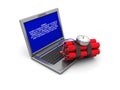 Laptop and dynamite Royalty Free Stock Photo