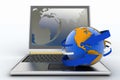 Laptop with earth and arrow Royalty Free Stock Photo