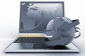 Laptop with earth and arrow Royalty Free Stock Photo