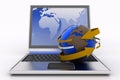 Laptop with earth and arrow Royalty Free Stock Photo