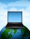 Laptop on Earth Blue Sky Royalty Free Stock Photo