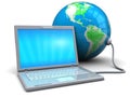 Laptop and earth globe Royalty Free Stock Photo