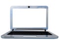 Laptop empty isolated blue screen silver color - 3d rendering Royalty Free Stock Photo