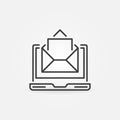 Laptop with envelope linear icon. Vector e-mail outline symbol