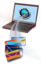 Laptop with envelopes and padlock Royalty Free Stock Photo
