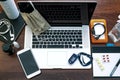 A laptop and equipment to work at home Royalty Free Stock Photo
