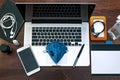 A laptop and equipment to work at home Royalty Free Stock Photo