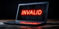Laptop Error, Access Denied Digital Device Displaying Glowing Neon Invalid Warning