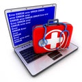 Laptop error and first-aid kit