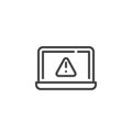 Laptop error notification line icon