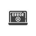 Laptop error screen vector icon