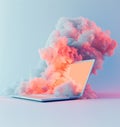 Laptop with Explosive Colorful Smoke Design