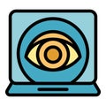 Laptop eye care icon vector flat