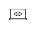 Laptop and eye icon. Internet surveillance, spyware, computer is watching you concepts. Flat design. Vector illustration