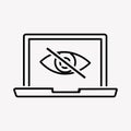 Laptop and eye icon. Internet surveillance, spyware, computer is watching you concepts. Flat design. Vector illustration