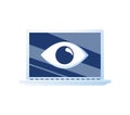 Laptop and eye icon. Internet surveillance, spyware, computer is watching you concepts. Flat design. Vector illustration