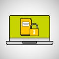 Laptop file security padlock concept