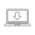 Laptop files download linear icon