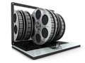 Laptop and films Royalty Free Stock Photo