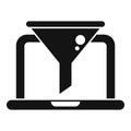 Laptop filter search icon simple vector. Online information