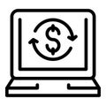 Laptop finance icon outline vector. Business incubator