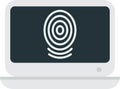 Laptop and fingerprint illustration in minimal style