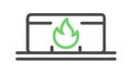 Laptop with fire icon, indicates overheating or device issue, vector design Generative AI Royalty Free Stock Photo