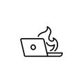 Laptop on fire icon