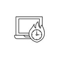 Laptop, fire, time icon. Simple line, outline vector of icons for ui and ux, website or mobile application Royalty Free Stock Photo