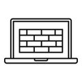 Laptop firewall icon, outline style