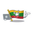 With laptop flag myanmar isolated in the mascot