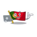 With laptop flag portugal character in shape cartoon