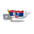 With laptop flag serbia isolated with the character