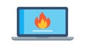 Laptop with Flame Icon, Digital Warning or Hot Content Alert, vector design Generative AI Royalty Free Stock Photo