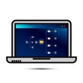 Laptop with Folder document Management Open File folder with flying blank documents with computer.