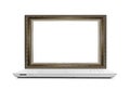 Laptop with a frame for the picture instead of the monitor. Royalty Free Stock Photo
